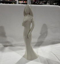 White Glossy Ceramic Woman Figurine Sculpture, People Theme, Adults picture