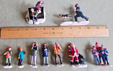 Lot of 9 Lemax Christmas Village Figurines Santa Elf Photographer Butcher and ++ picture