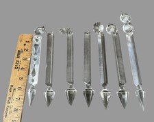 7 Antique Vintage Crystal Chandelier Prisms Long Spear Drops 7.5-8” Mixed picture