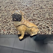Bejeweled Pug Dog Trinket Box With Gold-Tone Finish & Rhinestones picture