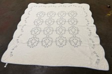 JC Penney Cottage Core Floral Blue White Quilt Scalloped Coquette Cotton 84 X 84 picture