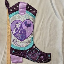 RARE Disney Store Hannah Montana Christmas Stocking Cowboy Boot Purple Satin picture