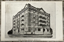 The Olivia Apartment Building Joplin Missouri L.E. Lindsay B&W DB Postcard B665 picture