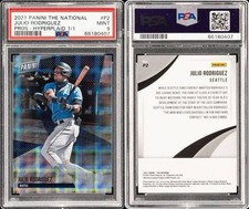 2021 PANINI THE NATIONAL PROSPECTS HYPERPLAID 1/1 #P2 JULIO RODRIGUEZ 1/1 PSA 9 picture