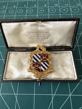1894 Antique Gilt Masonic Crest Jewel Vaughtons Birmingham George Kenning Boxed  picture