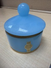 19th Century Opaline De Venise Murano Turquoise Vanity Lidded Jar picture