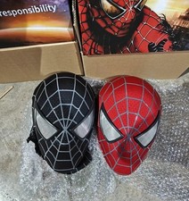 US Tobey Maguire 1/1 Spiderman Wearable Mask 3D Cosplay Helmet Red & Black Toy picture