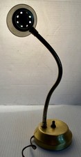 Vintage MCM Brass Tone Gooseneck Desk Lamp Adjustable Industrial Task Light picture