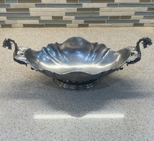Antique Italian Centerpiece Bowl Gothic Dragons  Fin Peltro 95% Pewter Metal  picture