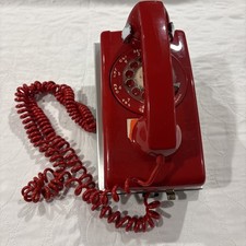 VINTAGE 70's ~ Bright Red~ ITT ~ Retro Rotary Wall Landline Telephone ~ Used picture