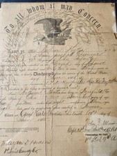Civil War Discharge and associated paper work picture