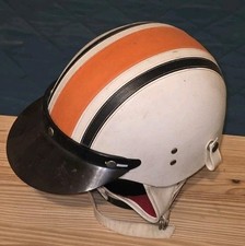 Delmar Japanese Half Helmet Snell 1966 AMA Approved Striped Visor picture