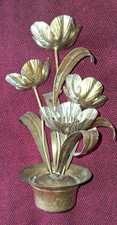 VTG MCM Hollywood Regency Flower Sculpture Florentia Italy Label 10 1/2