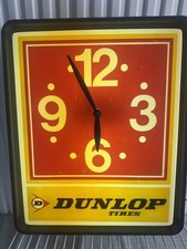 ⁠Vintage Dunlop Tires Duralite Lighted Clock Sign 1960’s Dealer Read Des picture