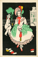 Vintage Dutch Art Deco Postcard Silhouette Fashion Illustration Freco No. 556 picture