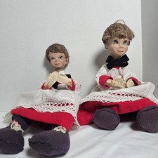 Vintage OOAK Rubber Face Wire Body Coco Hair Choir/Altar Boys Set of 2 Christmas picture