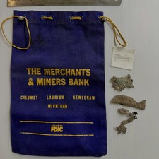Vtg Merchants Miners Bank Bag Calumet Keweenaw MI Native Copper Mine Relic picture