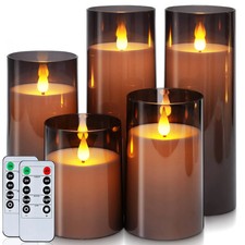 Homemory Gray Flickering Flameless Candles, Battery Operated 3”x4”, picture