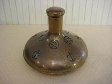 Vitnage Sweden Nautical Brass Glass Lined Bottle Decanter, 5 1/2