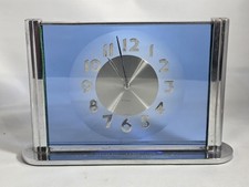 Vintage 1930s Art Deco 8 Day Mechanical Cobalt Blue Glass Desk Clock Not Working picture