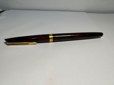 Vintage Waterman C/F Fountain Pen Marine Amber Tortoise 18K 750 Gold Nib - Used picture
