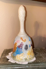 Fenton Hand Painted White Glass Nativity Scene Christmas Bell picture