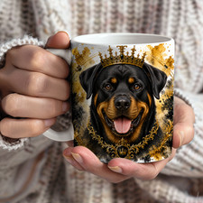 Rottweiler Mug Rottie Dog Mom Gift Royal Luxury Watercolor Art Lover Portrait picture