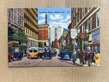 Postcard Atlanta GA Georgia Peachtree Street Trolley Vintage PC picture
