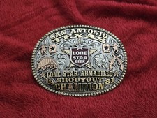 Lone Star Bull fighter☆1981☆ RODEO X~TREME CHAMPION☆Texas☆TROPHY BUCKLE☆Rare☆W47 picture