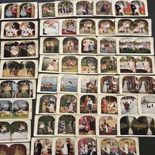 Lot of over 49 Lifestyle Colorized Stereoviews Stereoscope Picture Cards picture