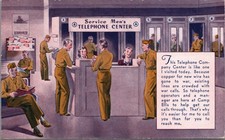 WWII Camp Ellis Service Men's Telephone Center Postcard 1944 Peoria IL picture