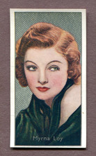 1936 CARRERAS LTD. FILM STARS TOBACCO CARD #2 MYRNA LOY picture