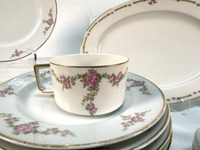 Heinrich & Co Rosalinda Bavaria China Set - 44pc Pink Rose Gold Trim Vintage picture