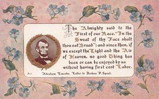 Abraham Lincoln Quote Letter Plantation Owner Joshua Speed 1910s Vtg Postcard O1 picture