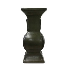 Chinese Handmade Dark Olive Army Green Ceramic Accent Vase ws348 picture
