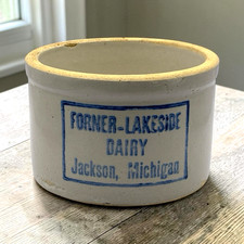 Forner-Lakeside Dairy Jackson MI Stoneware Butter Crock Red Wing Pottery picture