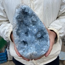 10.5lb Natural Blue Celestite Crystal Geode Quartz Cluster Mineral Specimen picture