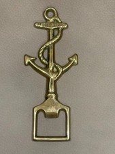 VINTAGE Anchor Brass Beverage Can Bottle Opener Metal Barware Nautical picture
