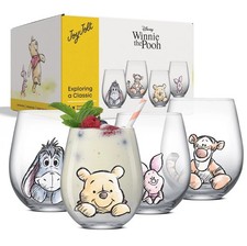 JOYJOLT SET OF 4 DISNEY WINNIE THE POOH DRINKING GLASSES PIGLET TIGGER EEYORE picture