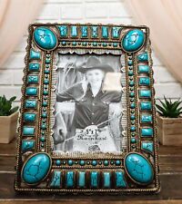 Rustic Western Turquoise Teardrop Geometric Gems Ropes 5X7 Picture Photo Frame picture