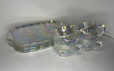 Vintage Federal Yorktown Iridescent Thumbprint Carnival Glass Snack Sets picture