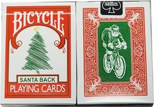 Bicycle Red Back Green Santa Playing Cards 2nd Edition Christmas Holiday Deck picture