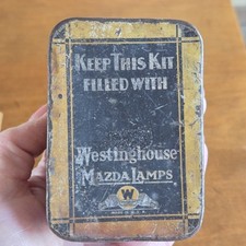 Vintage Westinghouse Mazda Car Auto Parts Lamp Bulb Advertising Tin Rough picture