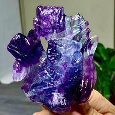 450G Rare purple-blue Fluorite Crystal Hand Carved  Mineral polishing picture