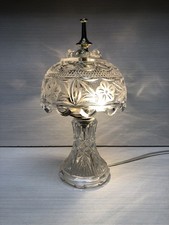 Vintage Lead Crystal Cut Glass Boudoir Accent Lamp Scalloped 11” picture
