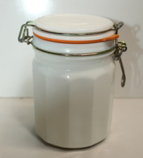 Vintage 12 Panel Milk Glass Wire Bale Jar 5 3/4” T 3 3/4” W picture
