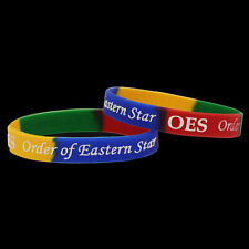 Two OES Eastern Star Silicon Multi-color Wrist Bands picture