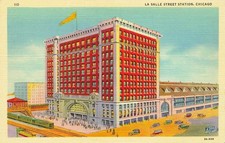 Vintage La Salle Street Station Chicago IL Postcard C.T. Art-Colortone 1930s picture