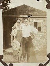1940s Two Handsome Affectionate Working Men Overalls Gay Interest Vtg Photo picture