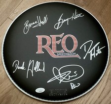REO Speedwagon complete group autograph autographed signed logo drumhead JSA COA picture